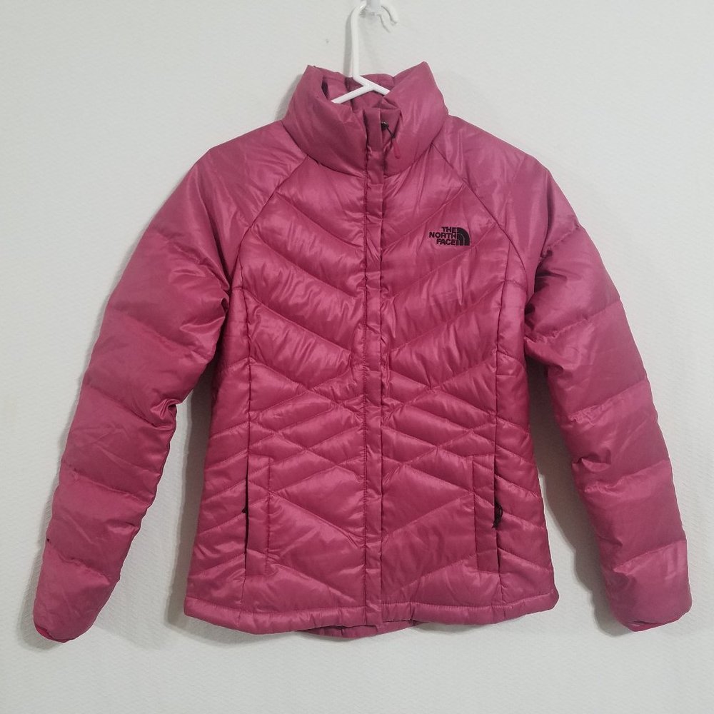 North Face Womens Small Pink Quilted Jacket Bubble Coat Goose Down Puffer Winter